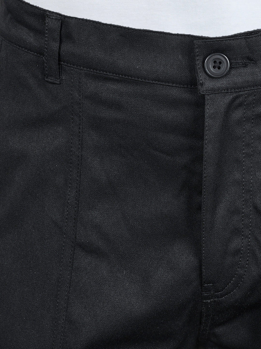 Men's Black Relaxed Fit Solid Casual Trousers - Image 8