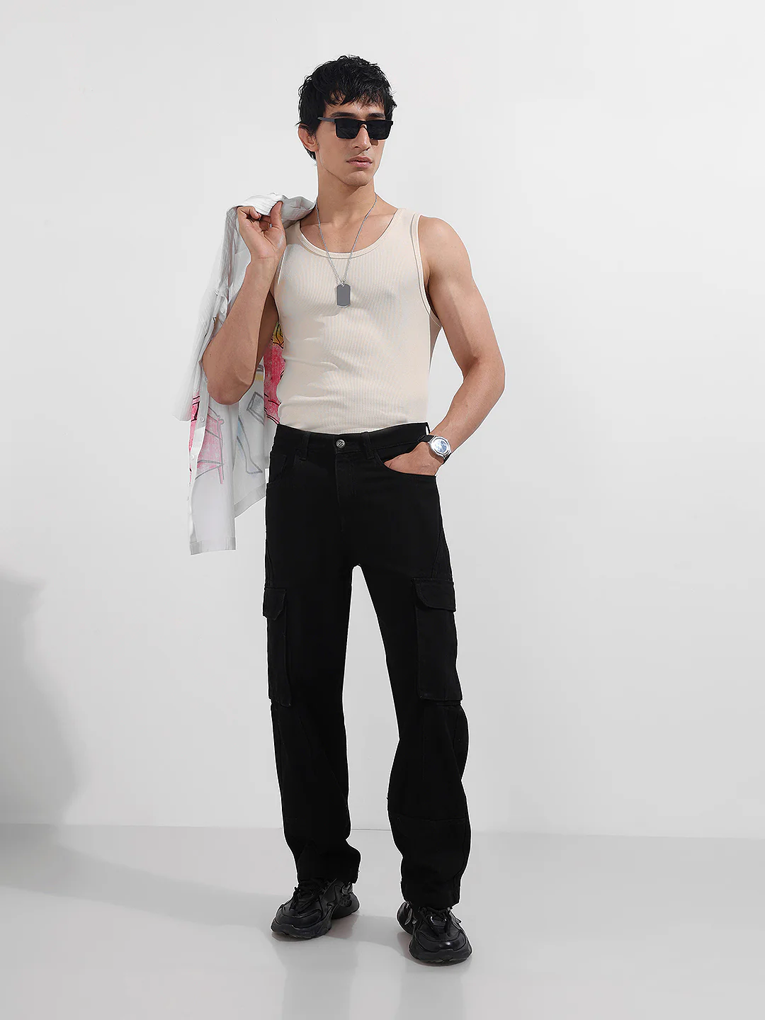 Men's Black Relaxed Fit Solid The Eternity Series Jeans - Image 2