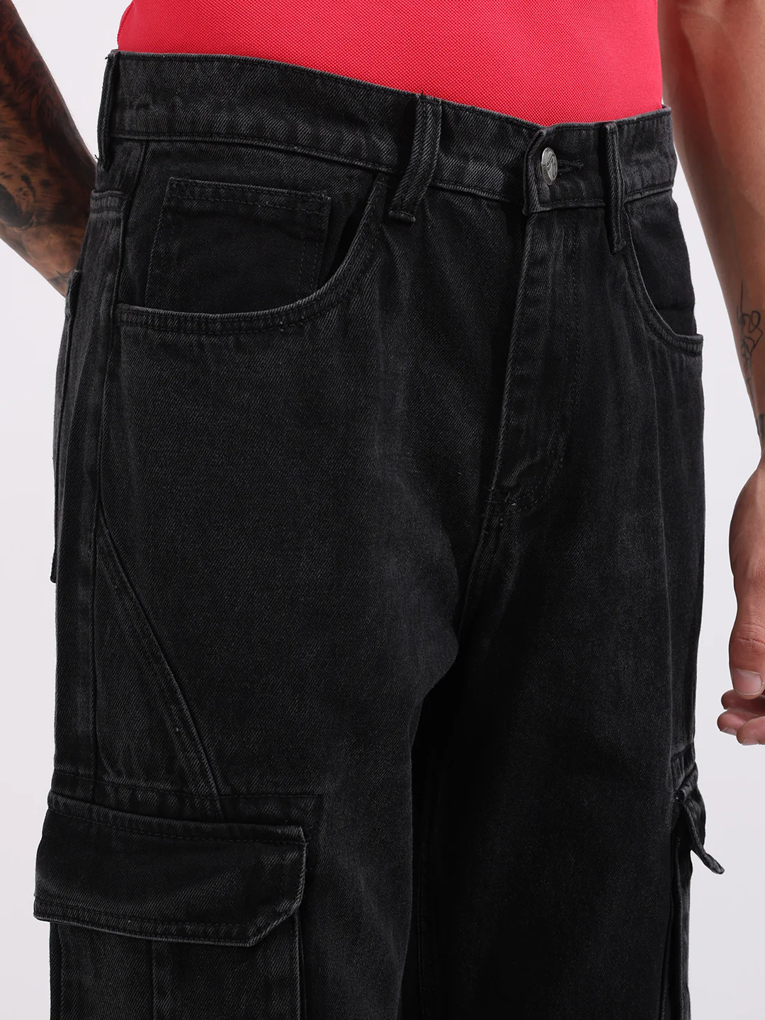 Men's Black Relaxed Fit Solid The Eternity Series Jeans - Image 4