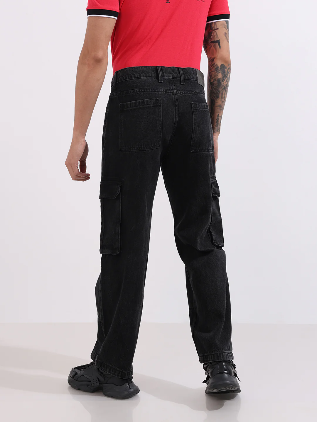 Men's Black Relaxed Fit Solid The Eternity Series Jeans - Image 5
