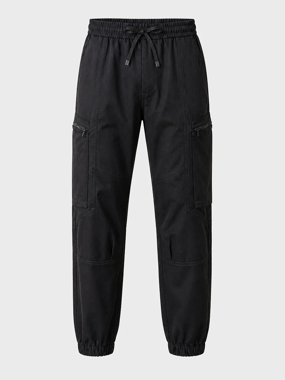 Men's Black Relaxed Fit Solid Utility Cargo - Image 5