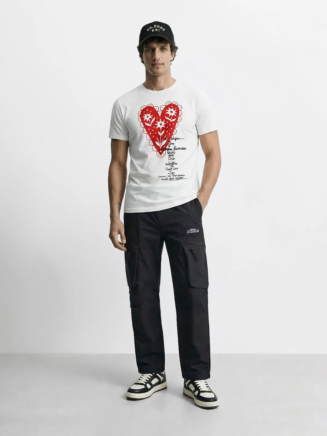 Men's Black Relaxed Fit Solid Utility Cargo - Image 5