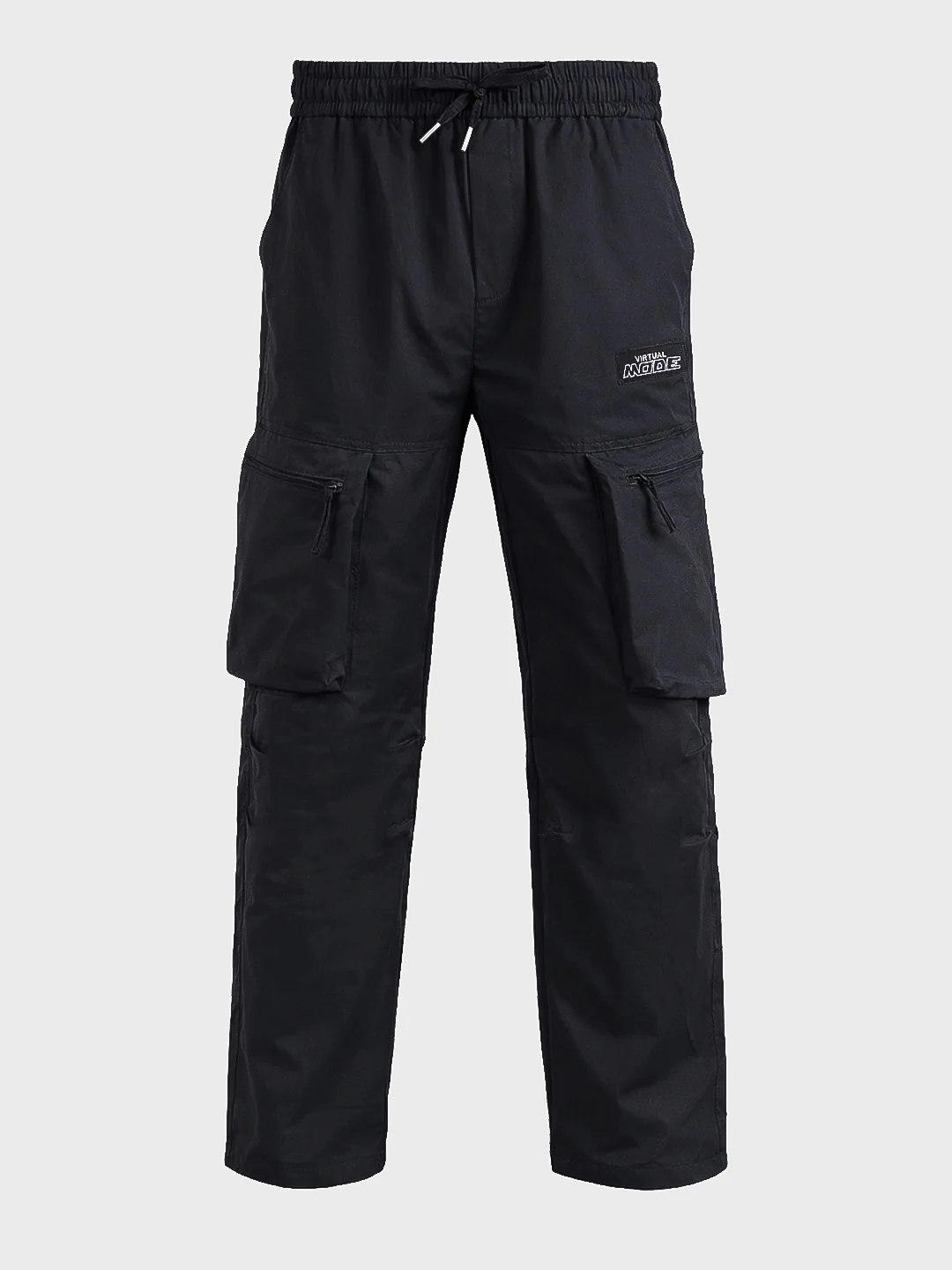 Men's Black Relaxed Fit Solid Utility Cargo - Image 6