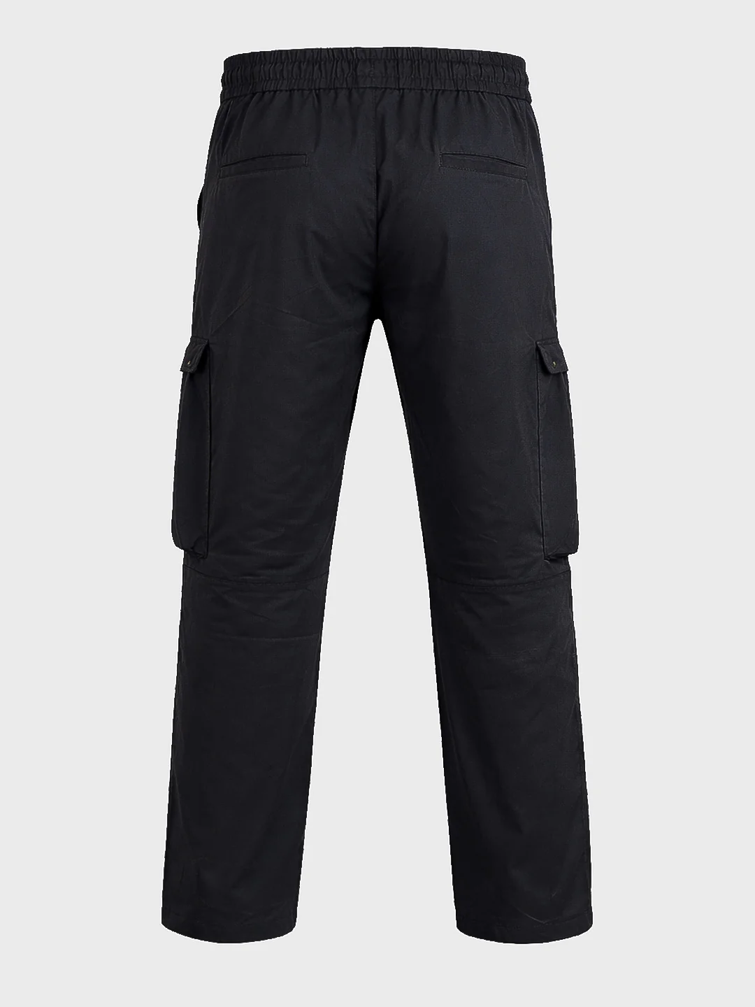 Men's Black Relaxed Fit Solid Utility Cargo - Image 7