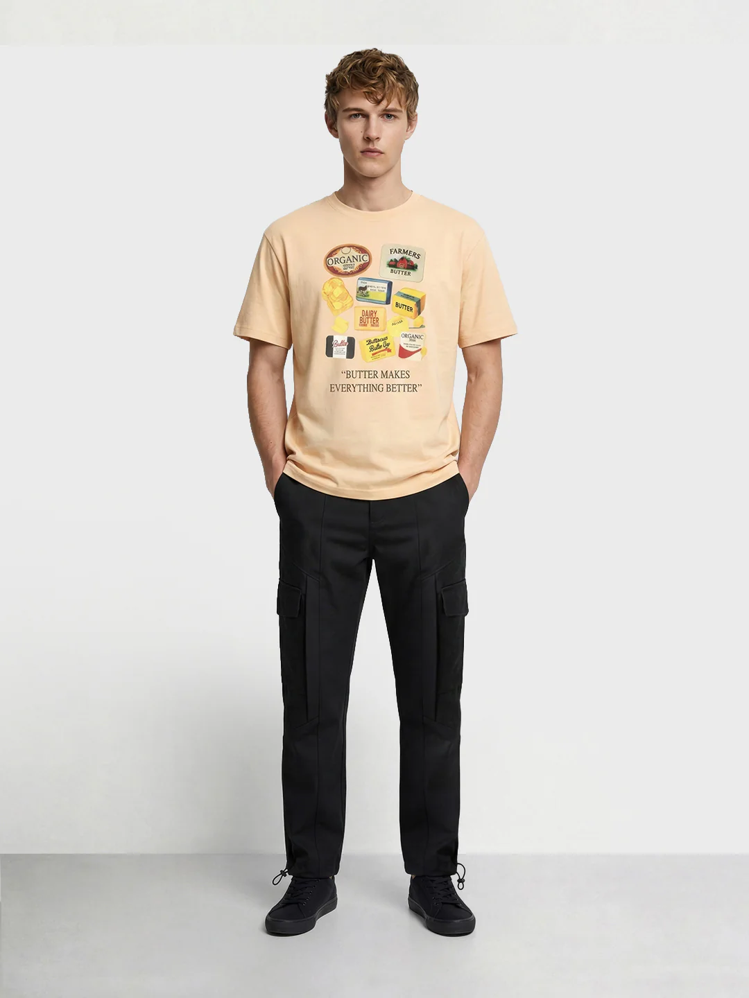 Men's Black Relaxed Fit Solid Utility Cargo - Image 5
