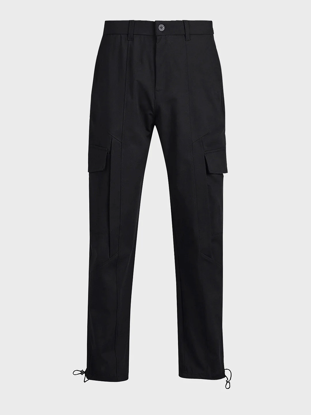 Men's Black Relaxed Fit Solid Utility Cargo - Image 6