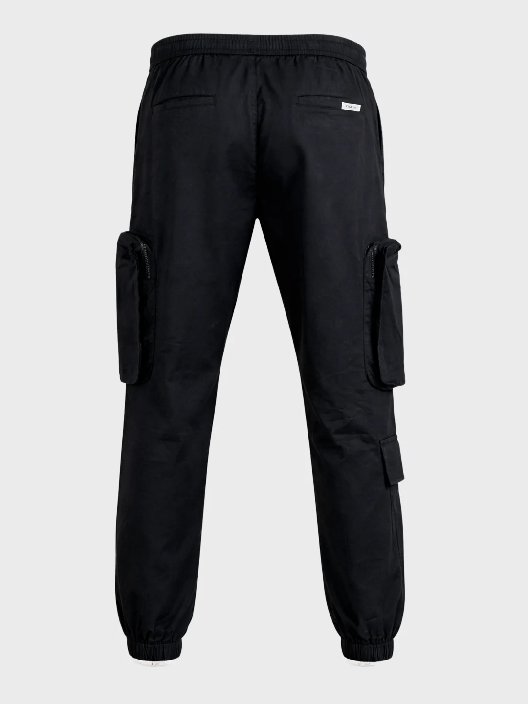 Men's Black Relaxed Fit Solid Utility Cargo - Image 7
