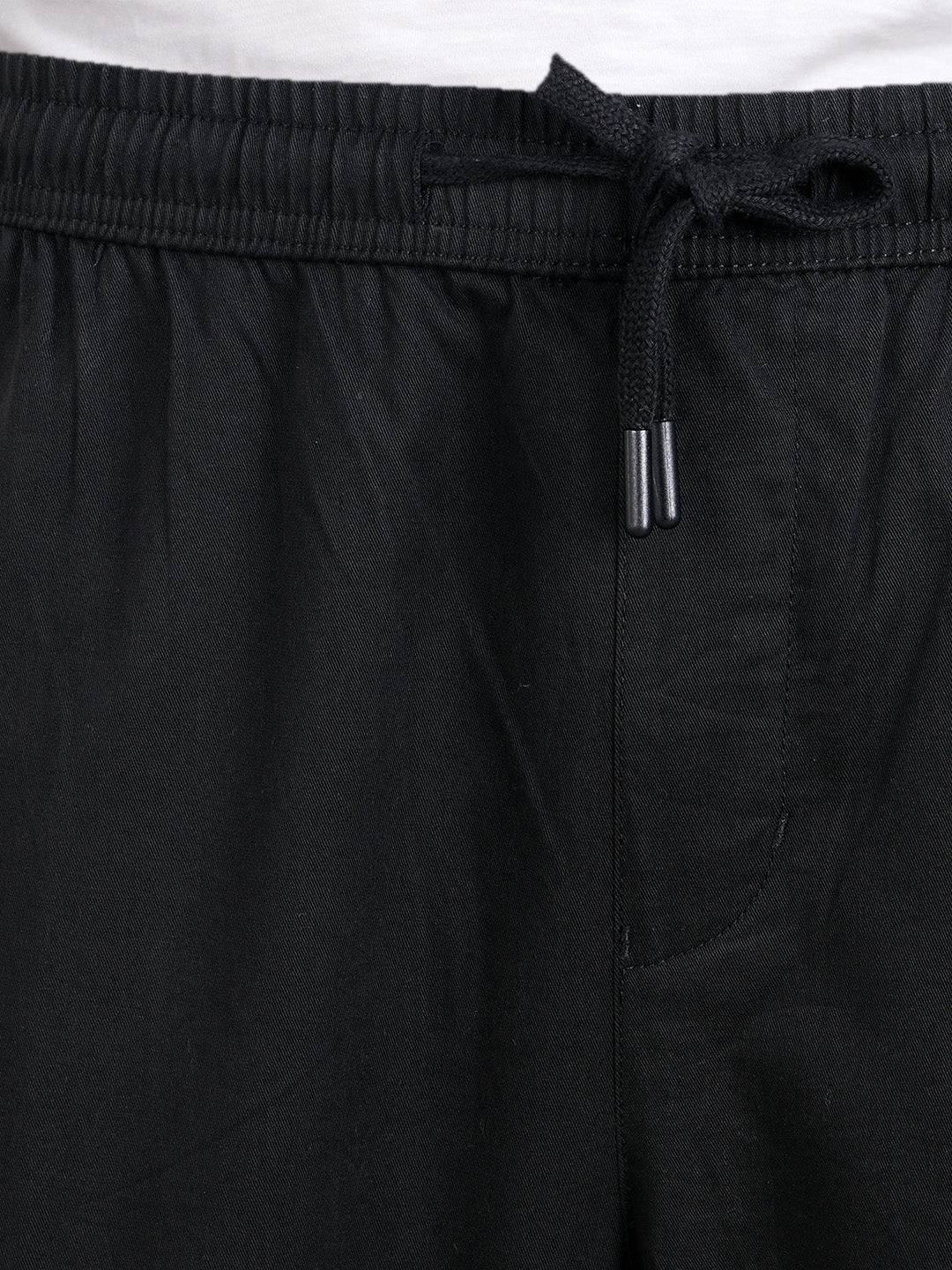 Men's Black Relaxed Fit Solid Utility Cargo - Image 8