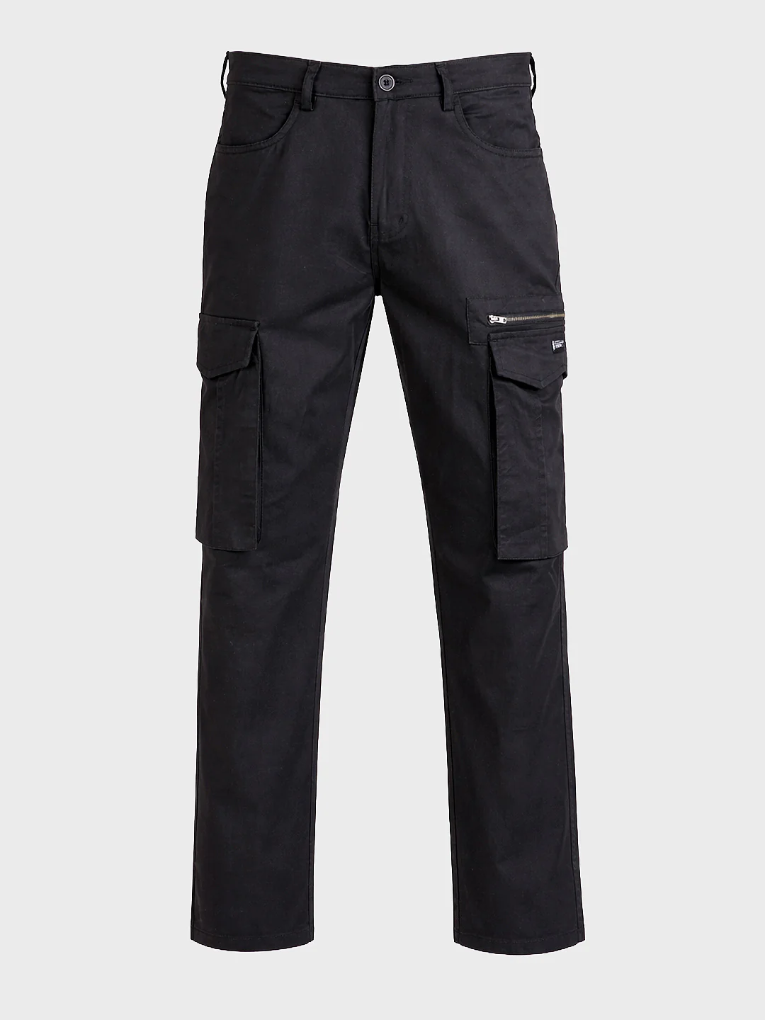 Men's Black Relaxed Fit Solid Utility Cargo - Image 6