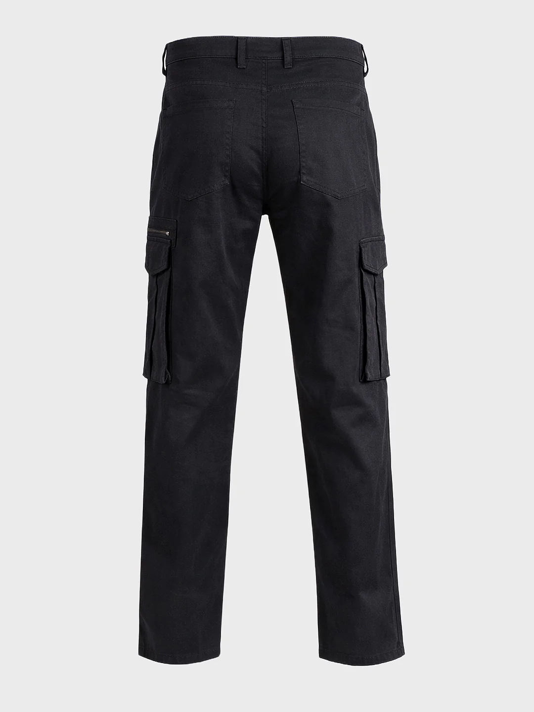 Men's Black Relaxed Fit Solid Utility Cargo - Image 7