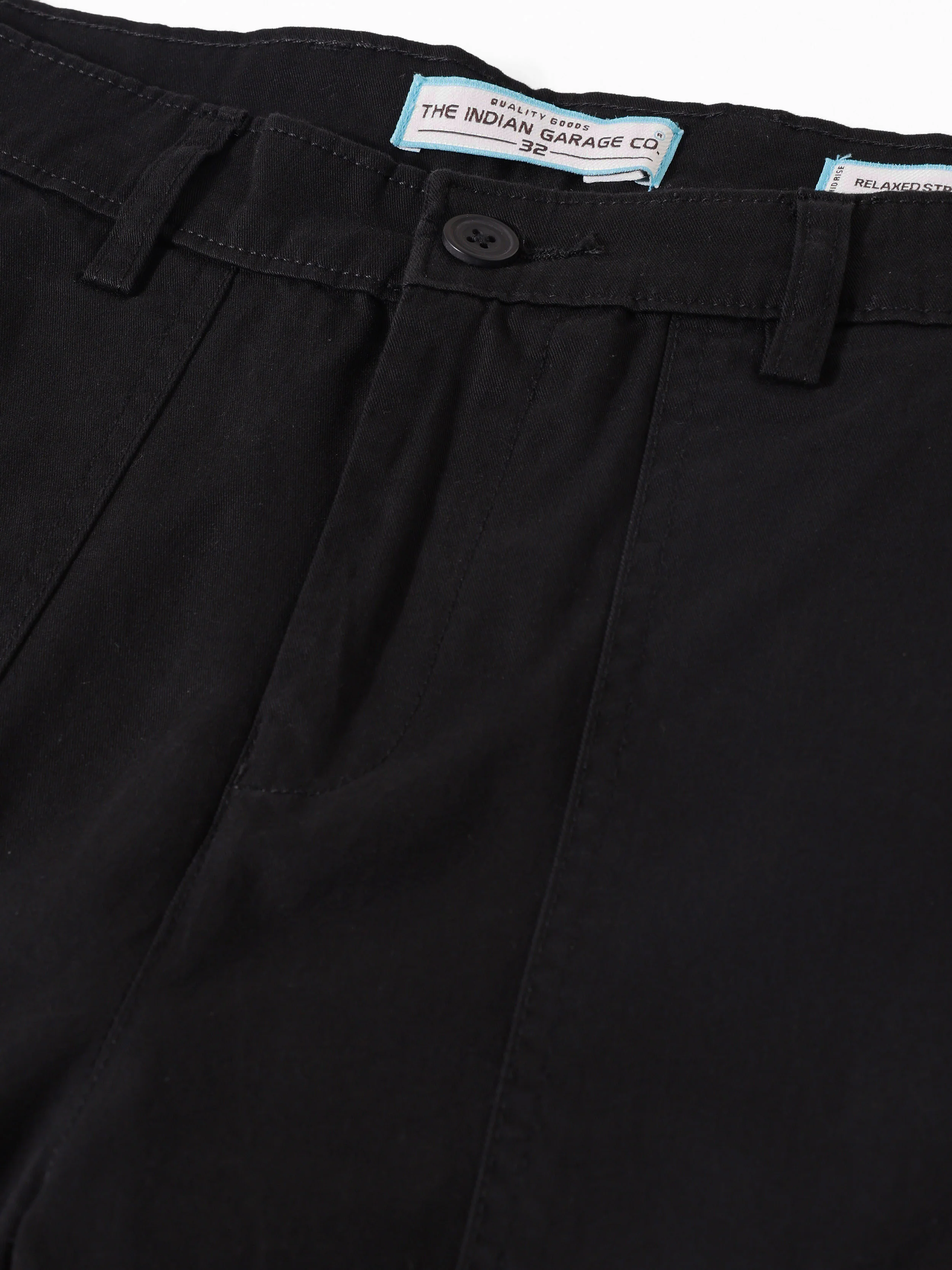Men's Black Relaxed Fit Solid Utility Cargo - Image 7