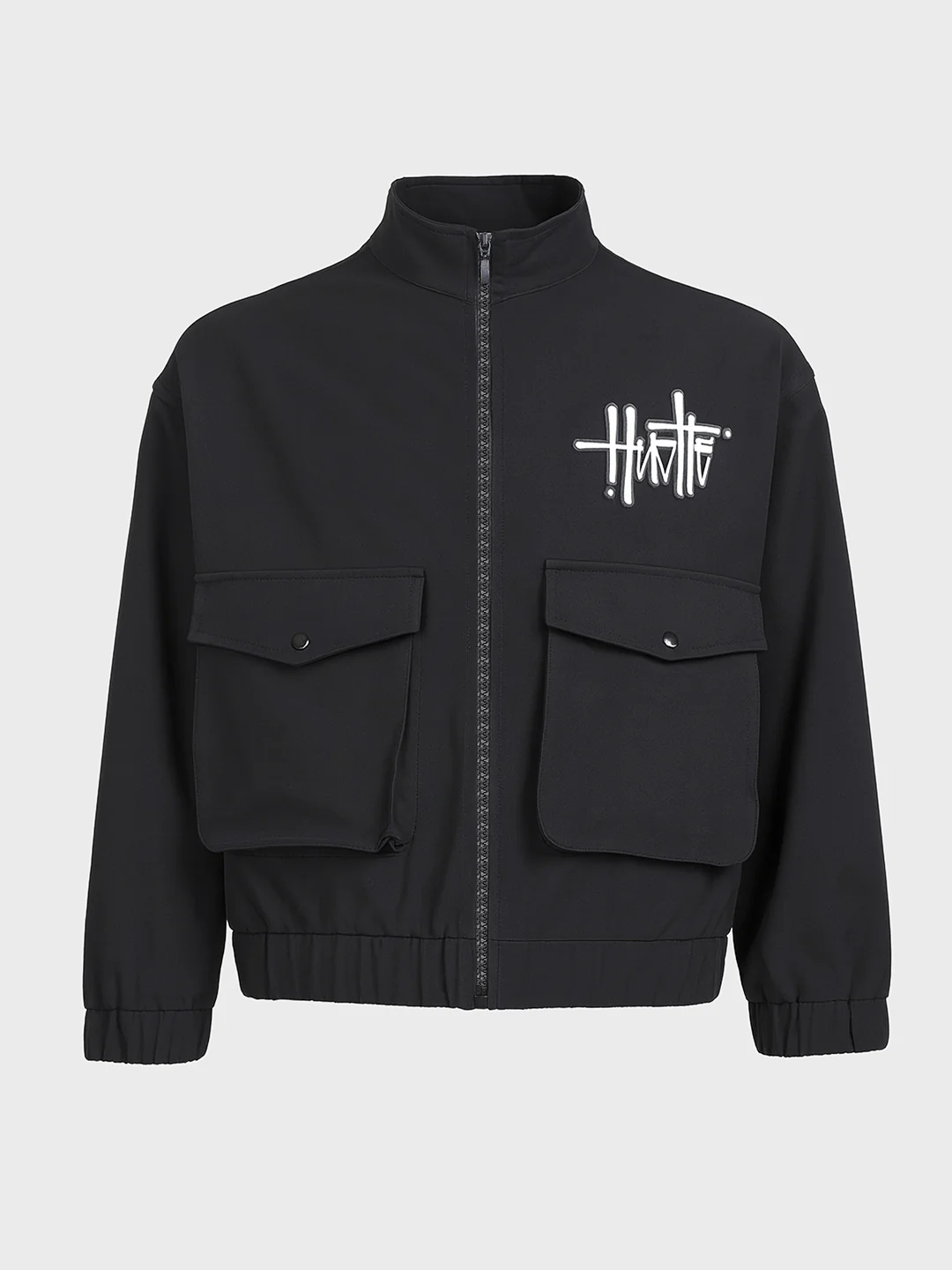 Men's Black Relaxed Fit Solid Utility Jacket - Image 3
