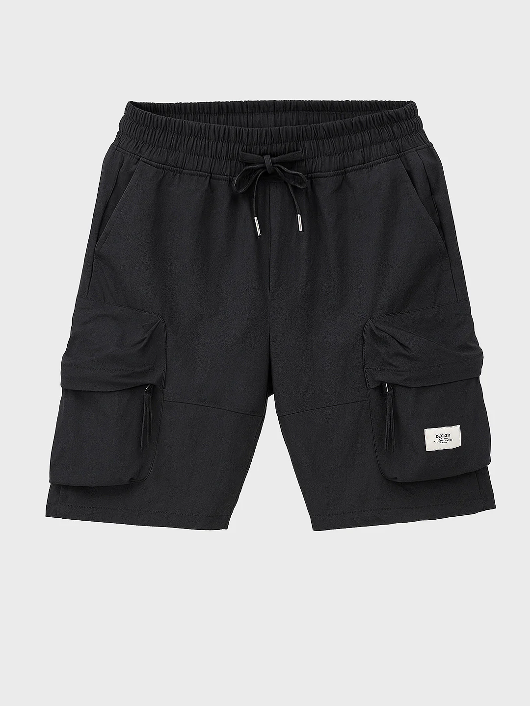 Men's Black Relaxed Fit Solid Utility Shorts - Image 4