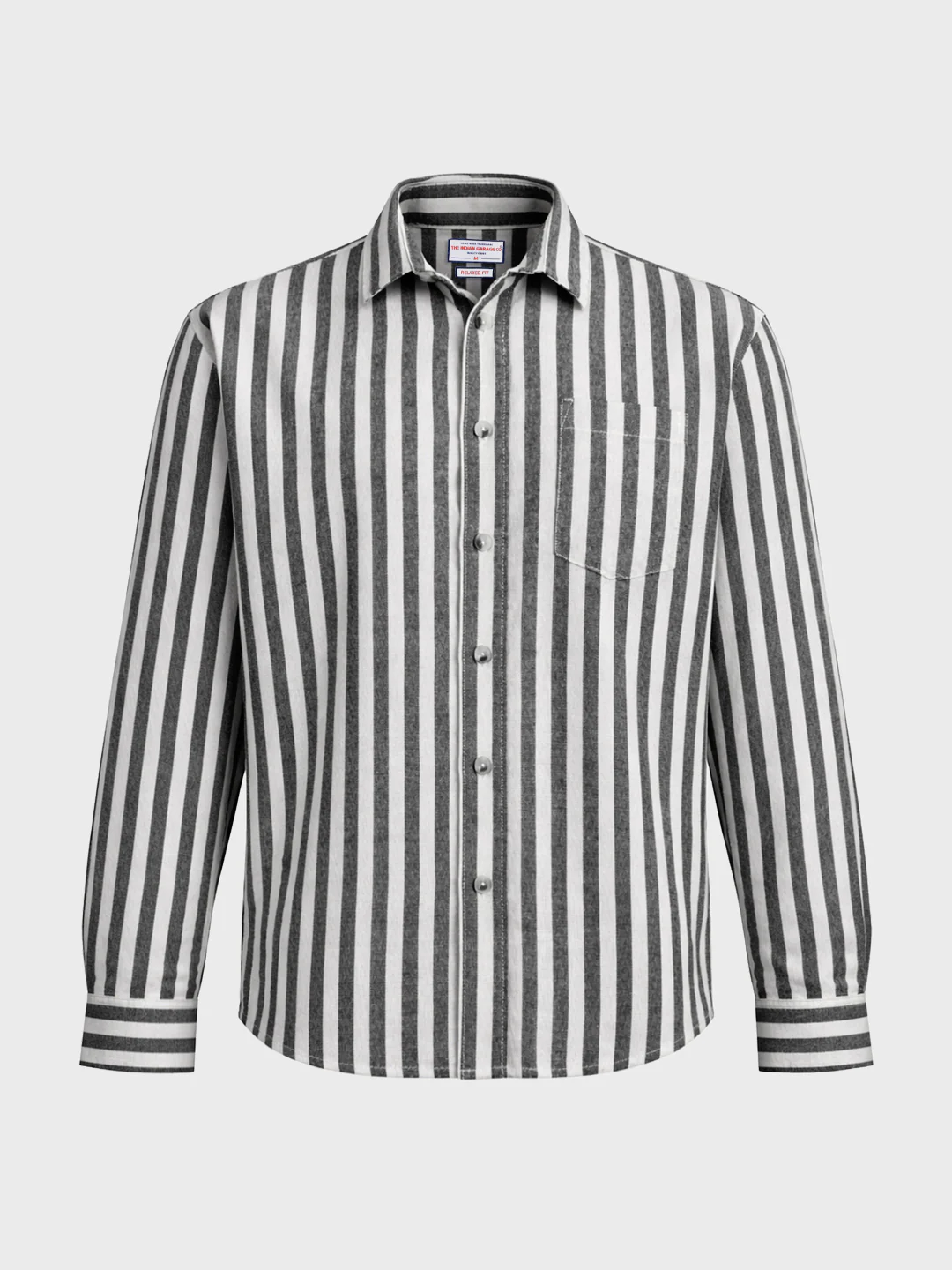 Men's Black Relaxed Fit Striped Casual Shirt - Image 5