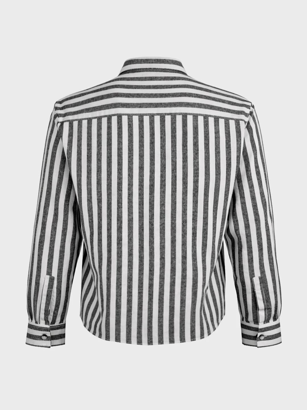 Men's Black Relaxed Fit Striped Casual Shirt - Image 6