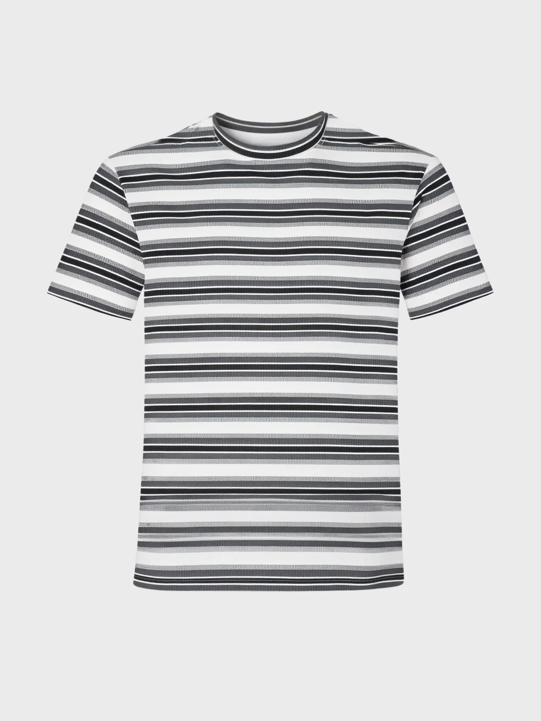 Men's Black Relaxed Fit Striped Casual T-Shirt - Image 5