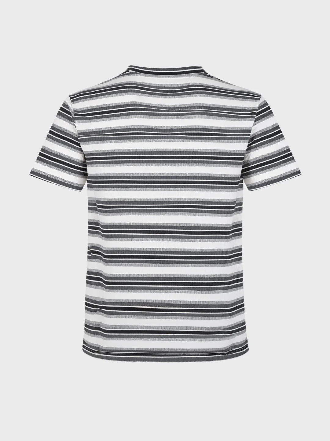 Men's Black Relaxed Fit Striped Casual T-Shirt - Image 6