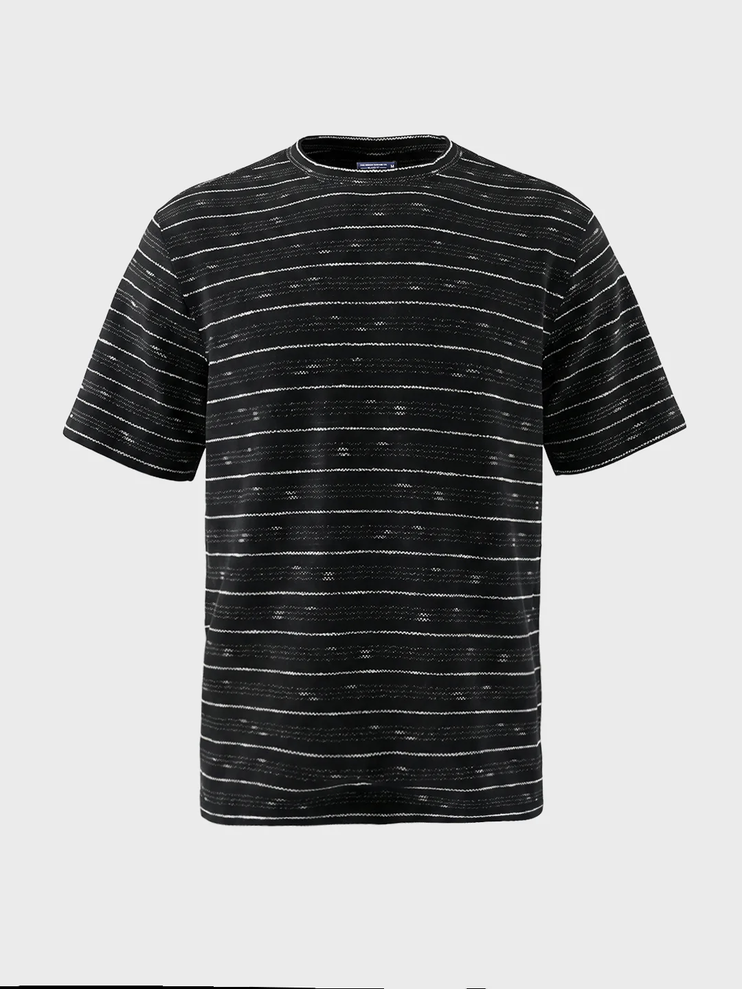 Men's Black Relaxed Fit Striped Resort Wear T-Shirt - Image 5