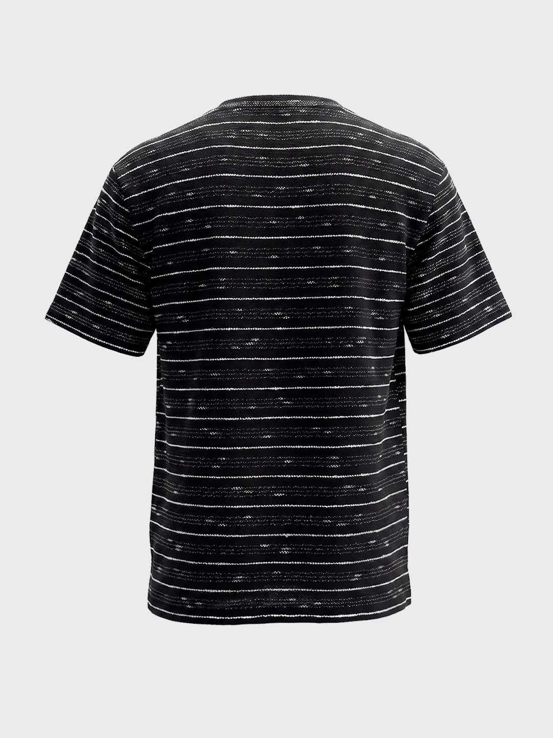 Men's Black Relaxed Fit Striped Resort Wear T-Shirt - Image 6