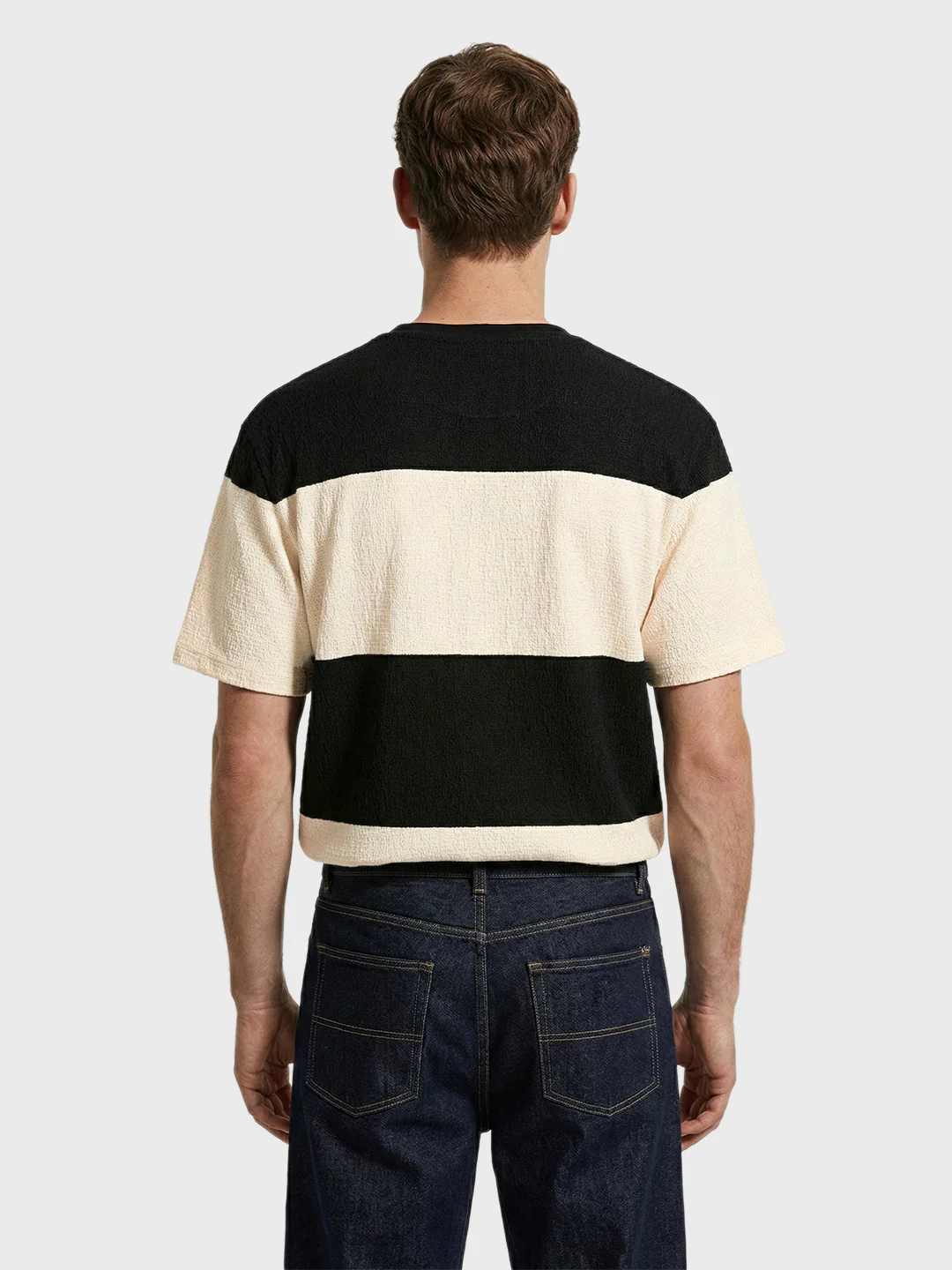 Men's Black Relaxed Fit Textured Casual T-Shirts - Image 3