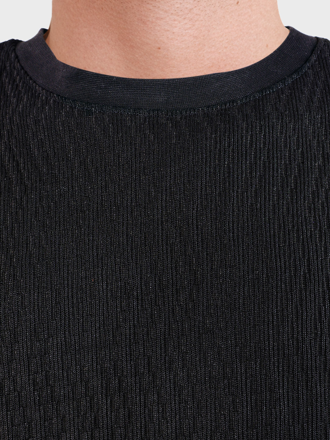 Men's Black Relaxed Fit Solid Casual T-Shirts - Image 7