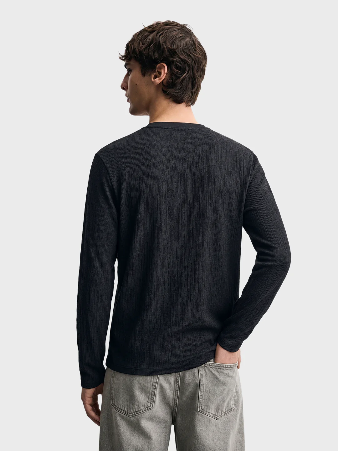 Men's Black Relaxed Fit Solid Casual T-Shirts - Image 4