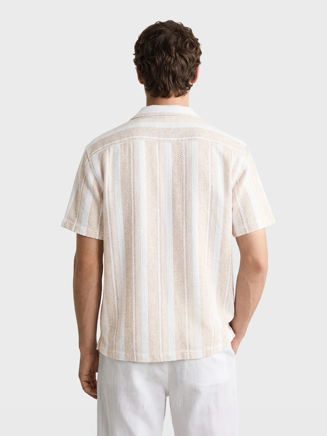 Men's Black Relaxed Fit Striped Resort Wear Shirt - Image 3