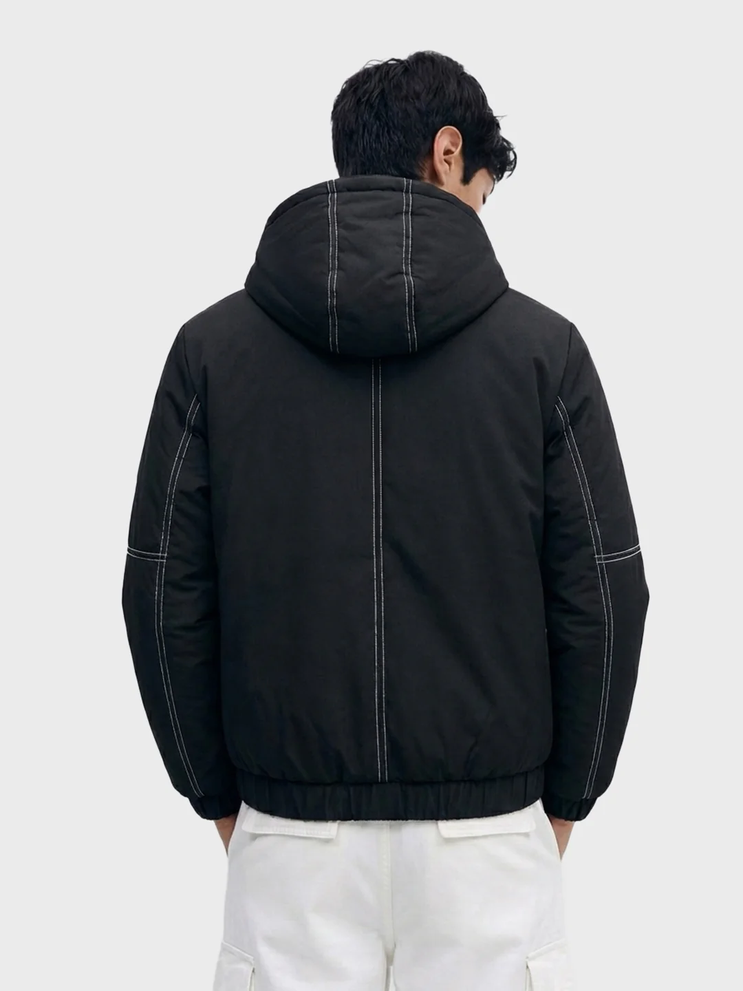 Men's Black Relaxed Fit Textured Retro Jacket - Image 2