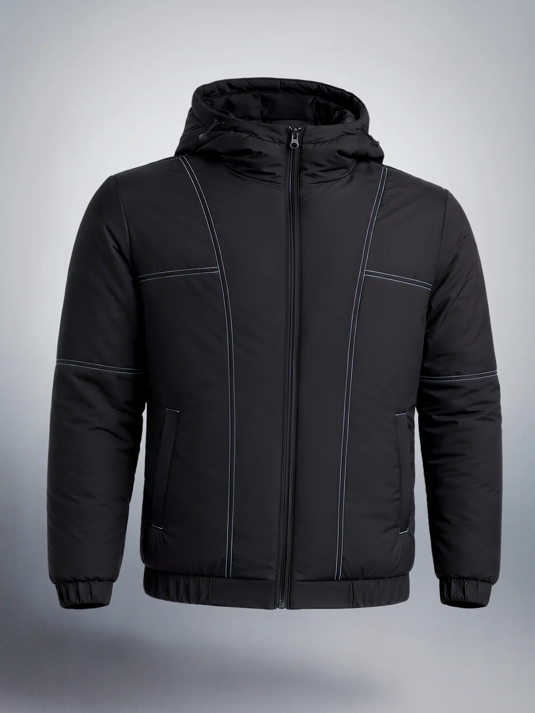 Men's Black Relaxed Fit Textured Retro Jacket - Image 3