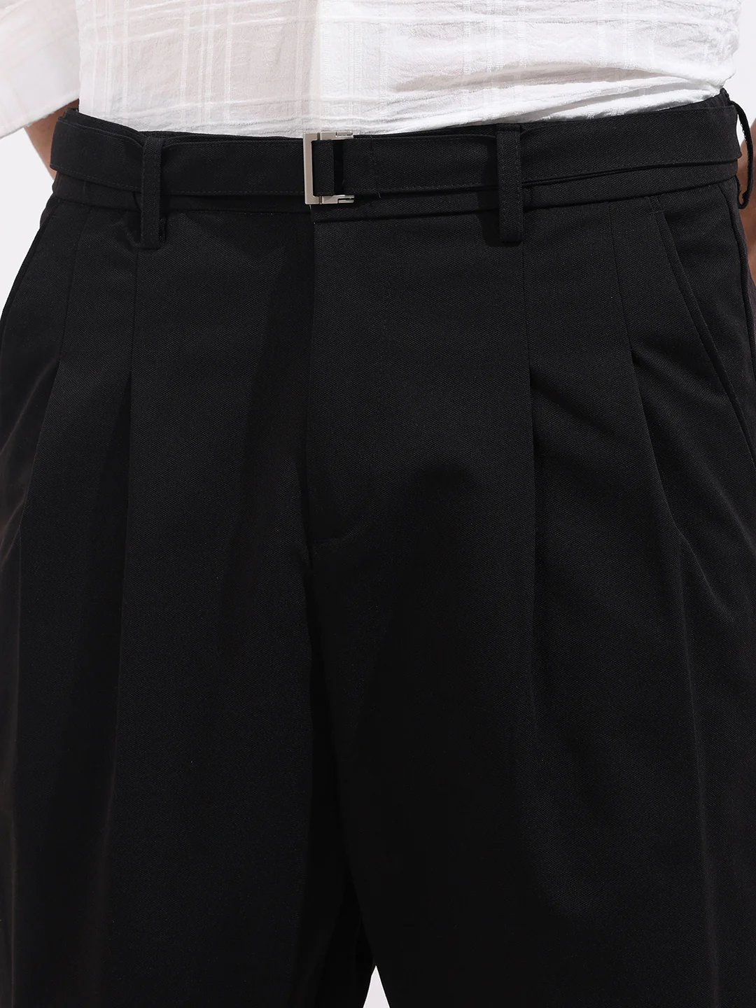 Men's Black Relaxed Fit Textured Utility Trousers - Image 5