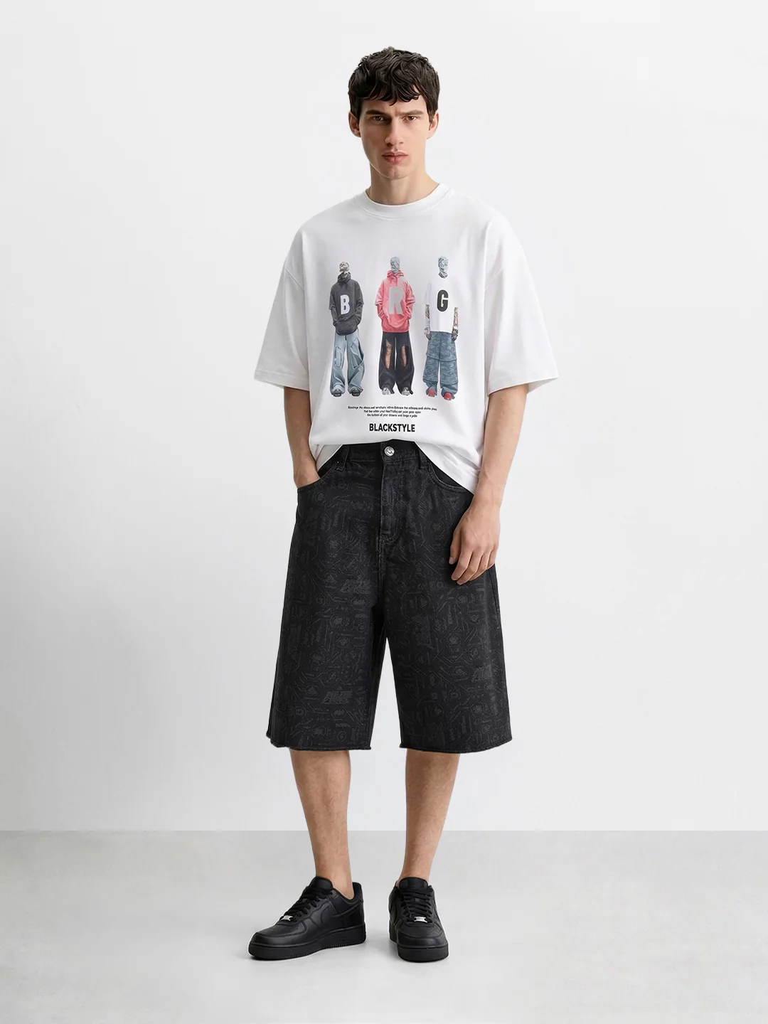 Men's Black Relaxed Fit  Tom And Jerry Character Shorts - Image 5