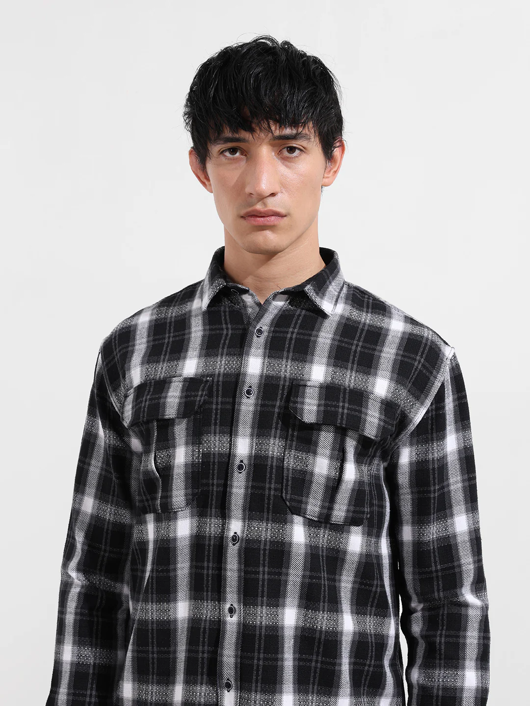 Men's Black Relaxed Fit Utility Striped Shirt - Image 5
