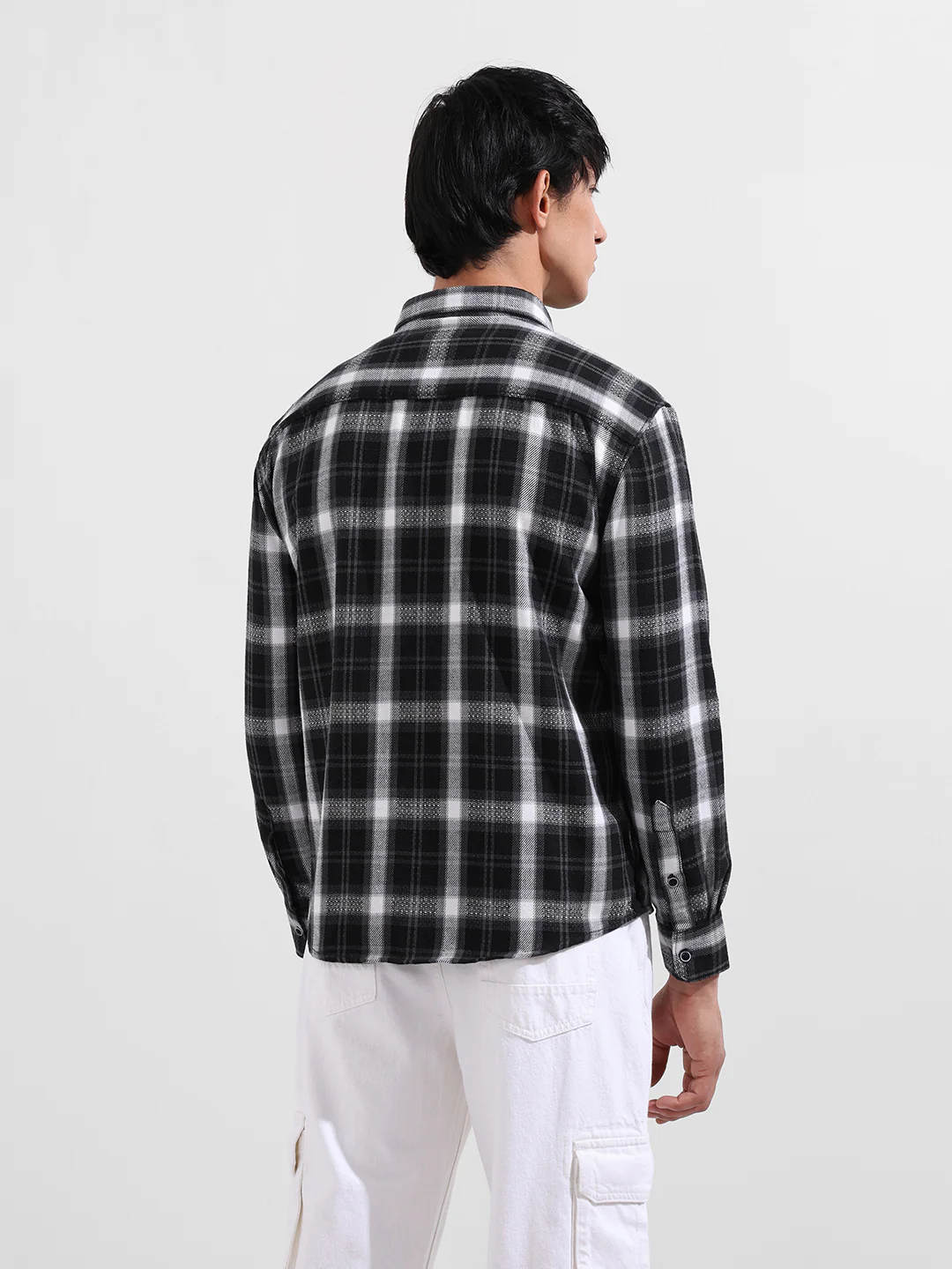 Men's Black Relaxed Fit Utility Striped Shirt - Image 6
