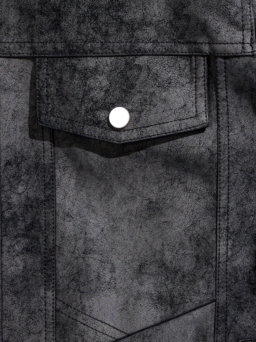 Men's Black Slim Fit Solid Casual Trucker Jacket - Image 5