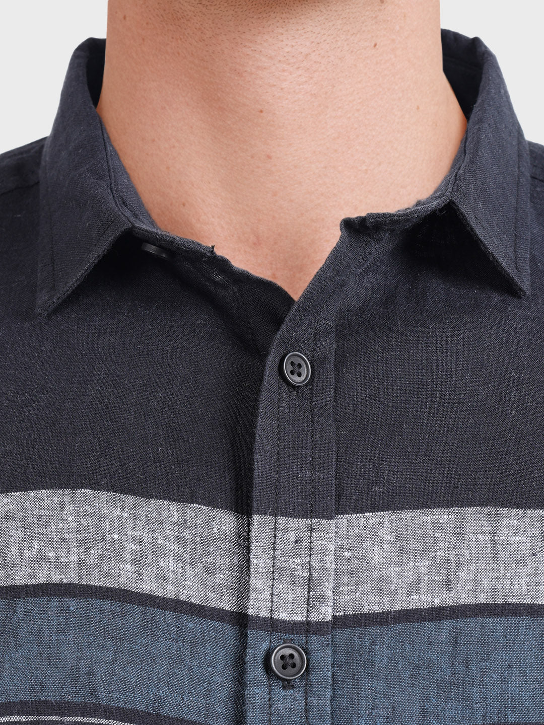 Men's Black Slim Fit Checked Casual Shirt - Image 3