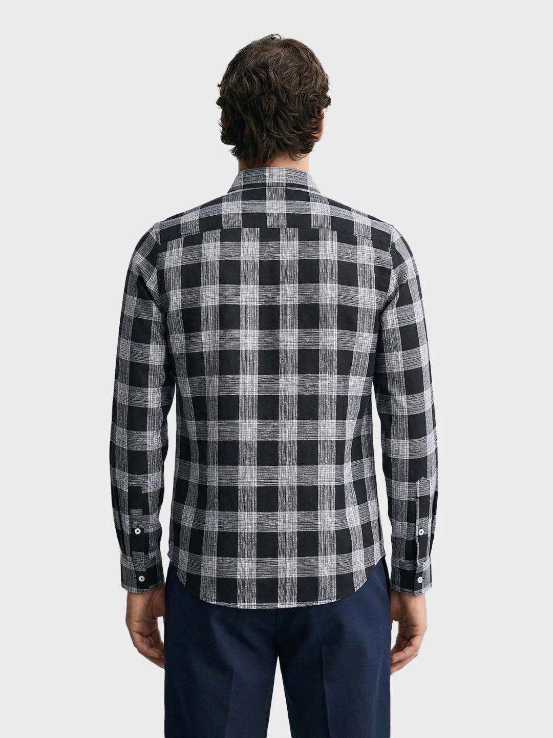 Men's Black Slim Fit Checked Casual Shirt - Image 5