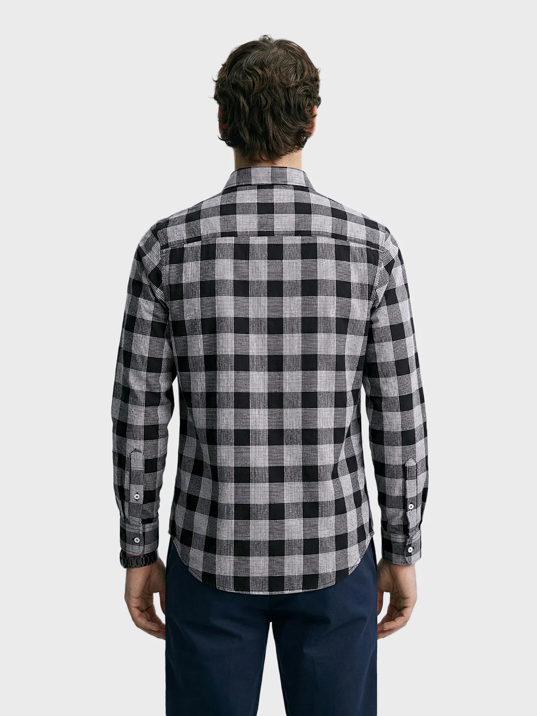 Men's Black Slim Fit Checked Casual Shirt - Image 5