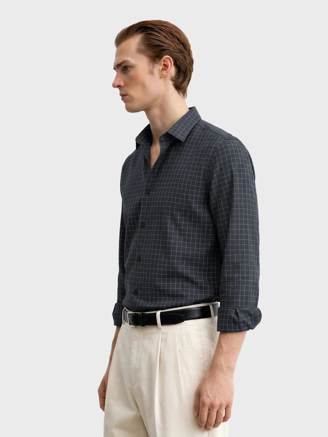 Men's Black Slim Fit Checked Casual Shirt - Image 4