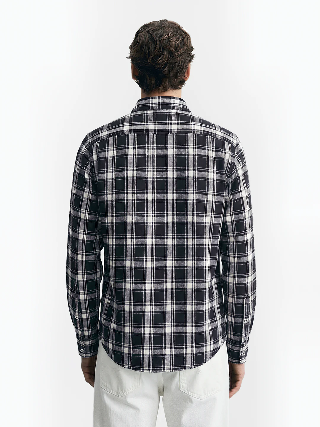 Men's Black Slim Fit Checked Casual Shirt - Image 2