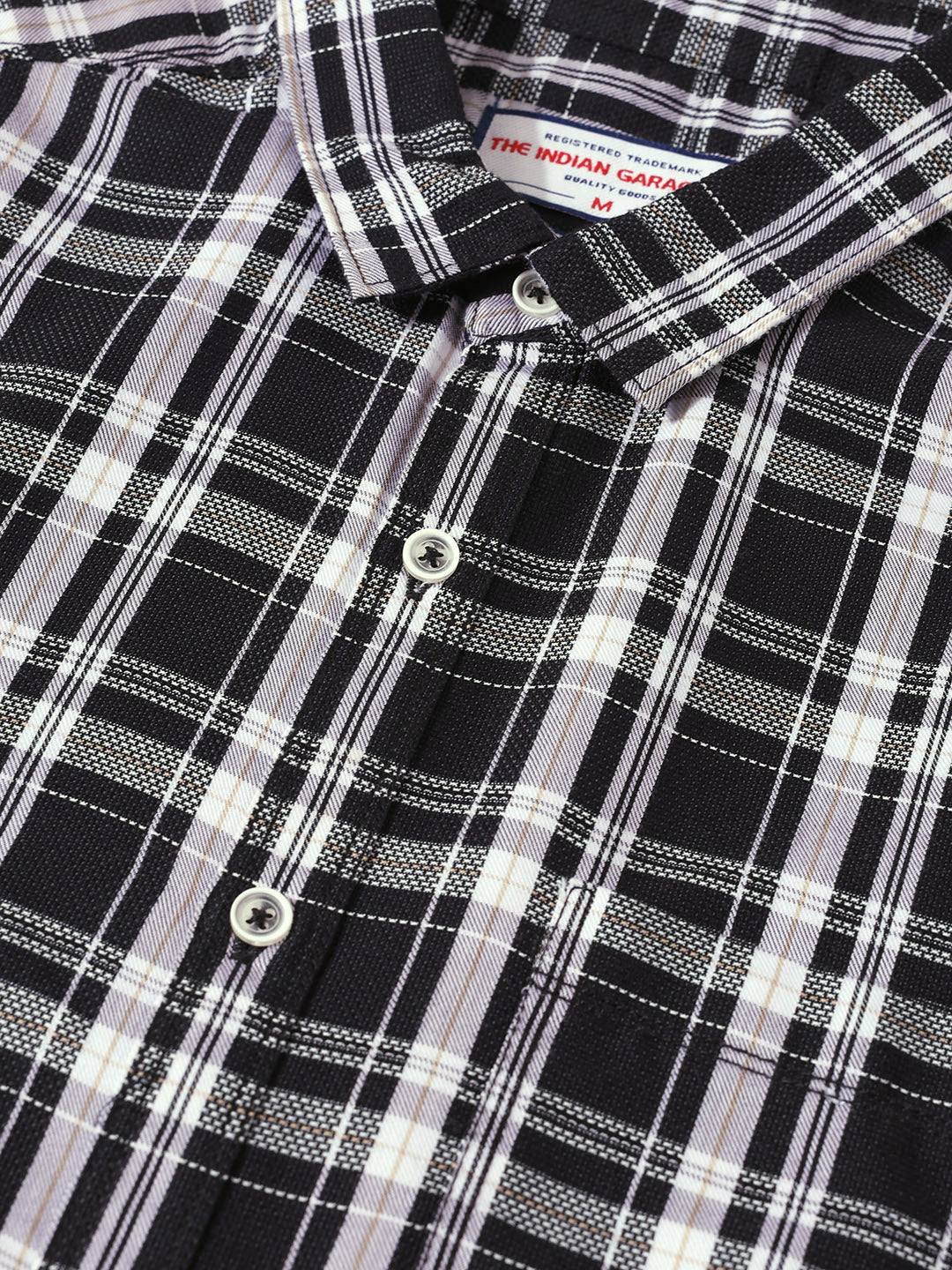Men's Black Slim Fit Checked Casual Shirt - Image 3