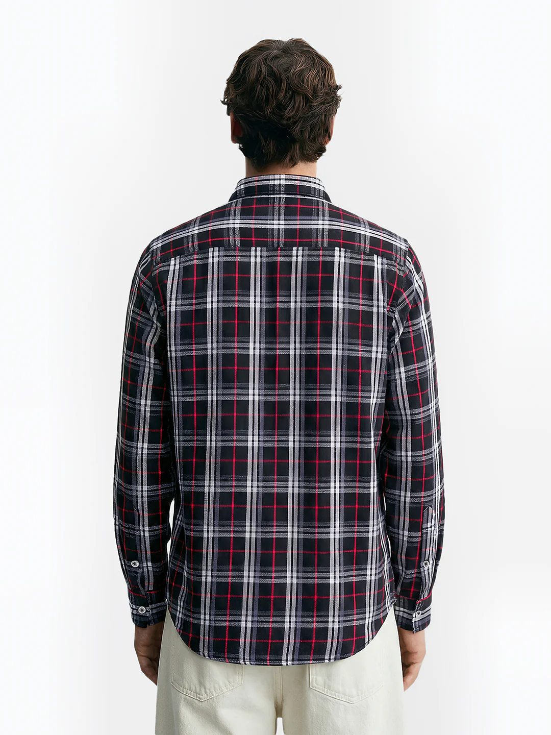 Men's Black Slim Fit Checked Casual Shirt - Image 2