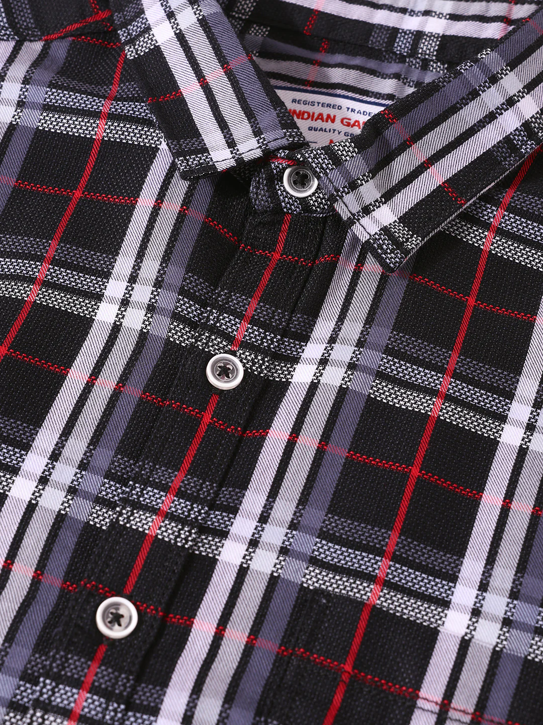 Men's Black Slim Fit Checked Casual Shirt - Image 3