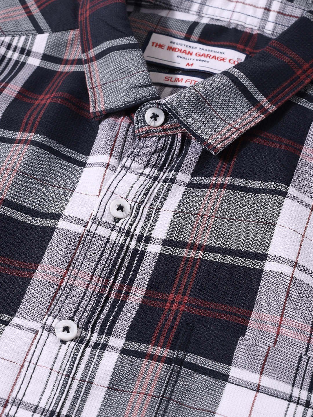 Men's Black Slim Fit Checked Casual Shirt - Image 3