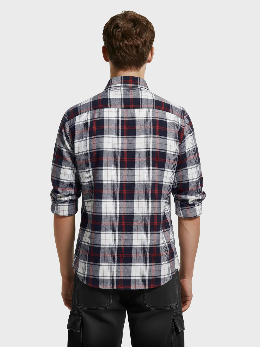 Men's Black Slim Fit Checked Casual Shirt - Image 4