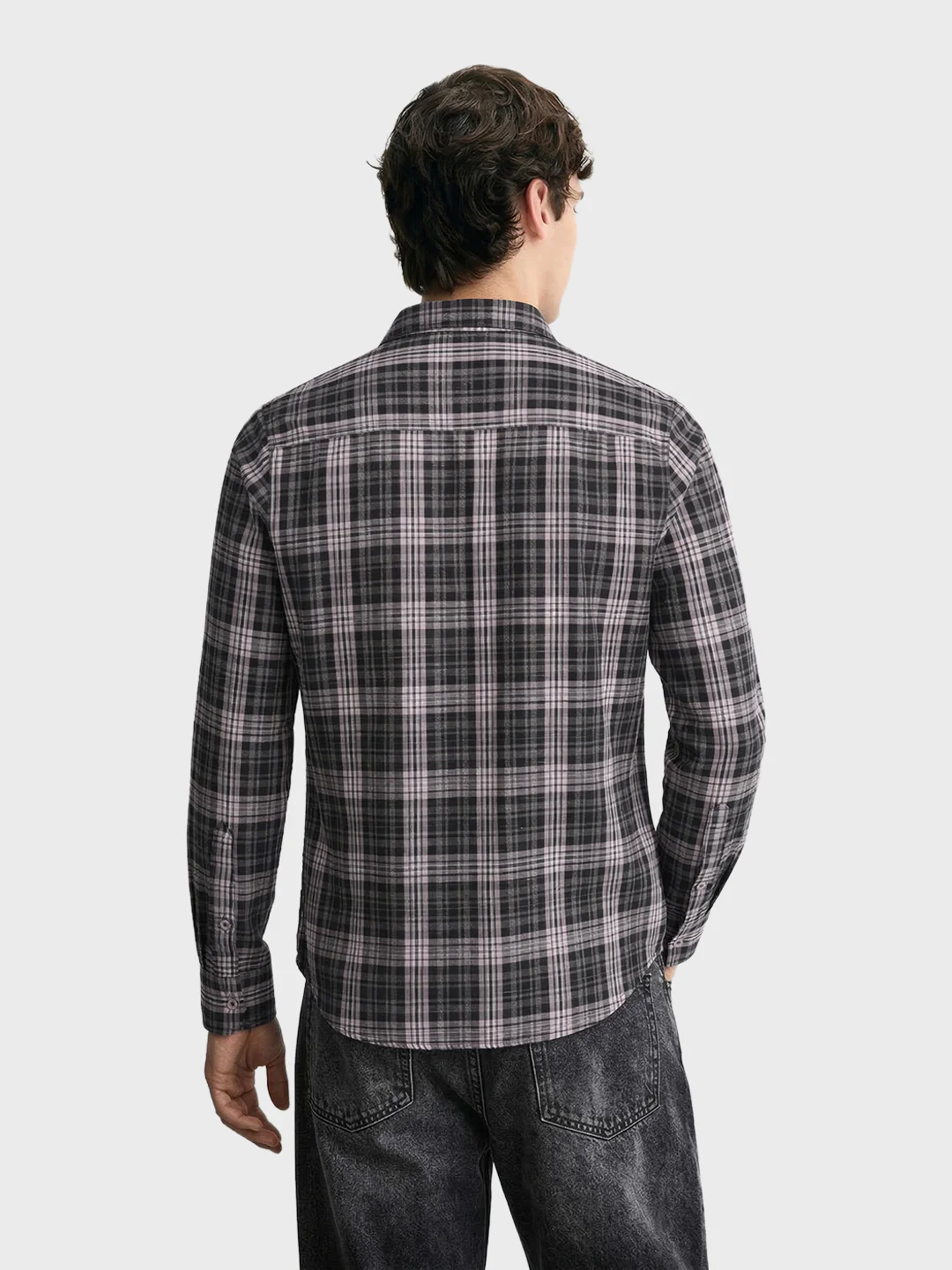 Men's Black Slim Fit Checkered Casual Shirt - Image 5