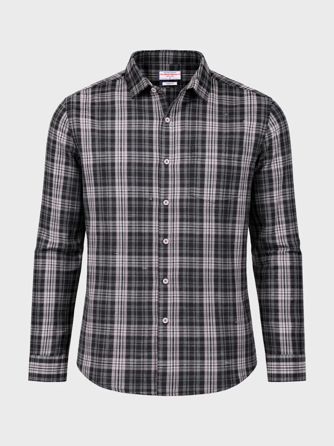 Men's Black Slim Fit Checkered Casual Shirt - Image 6
