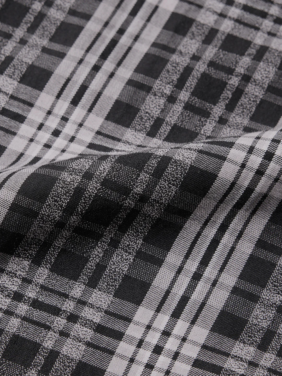 Men's Black Slim Fit Checkered Casual Shirt - Image 8