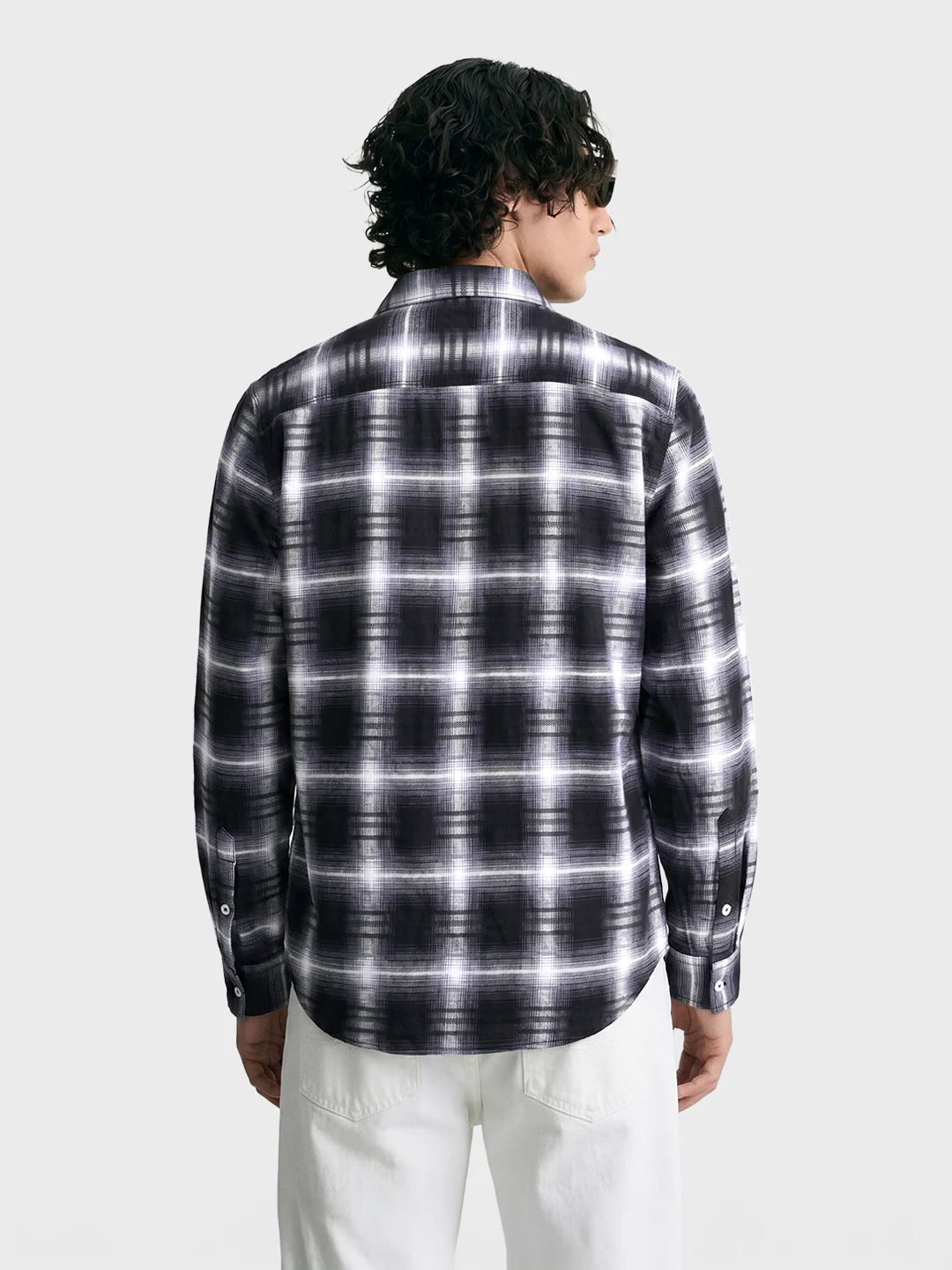 Men's Black Slim Fit Checkered Casual Shirt - Image 5