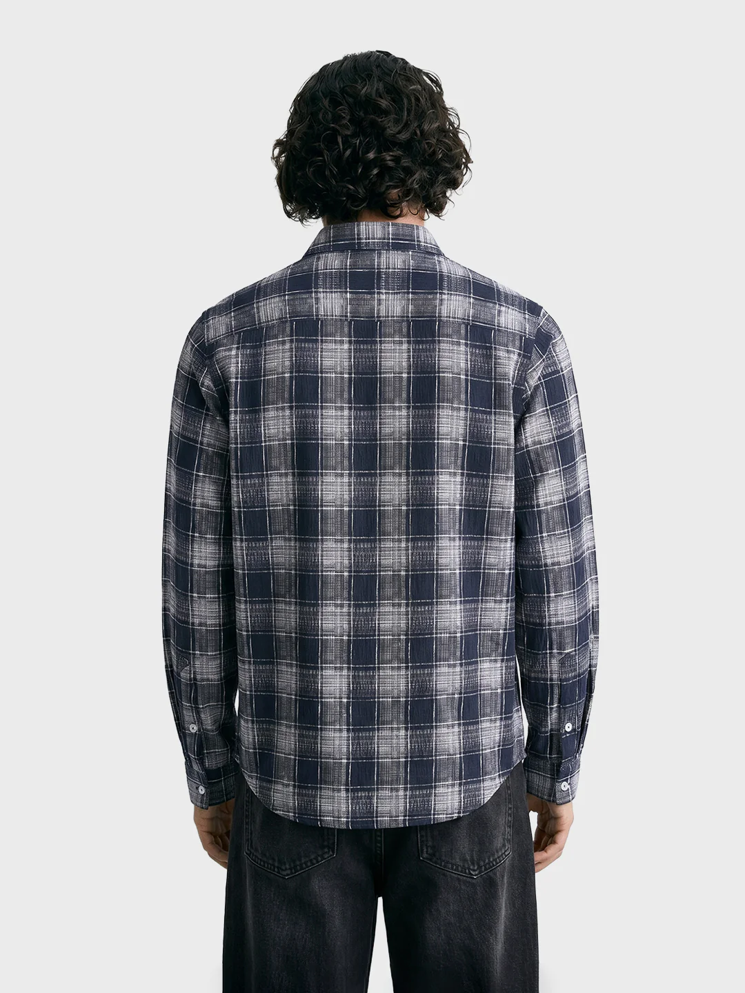 Men's Black Slim Fit Checkered Casual Shirt - Image 5