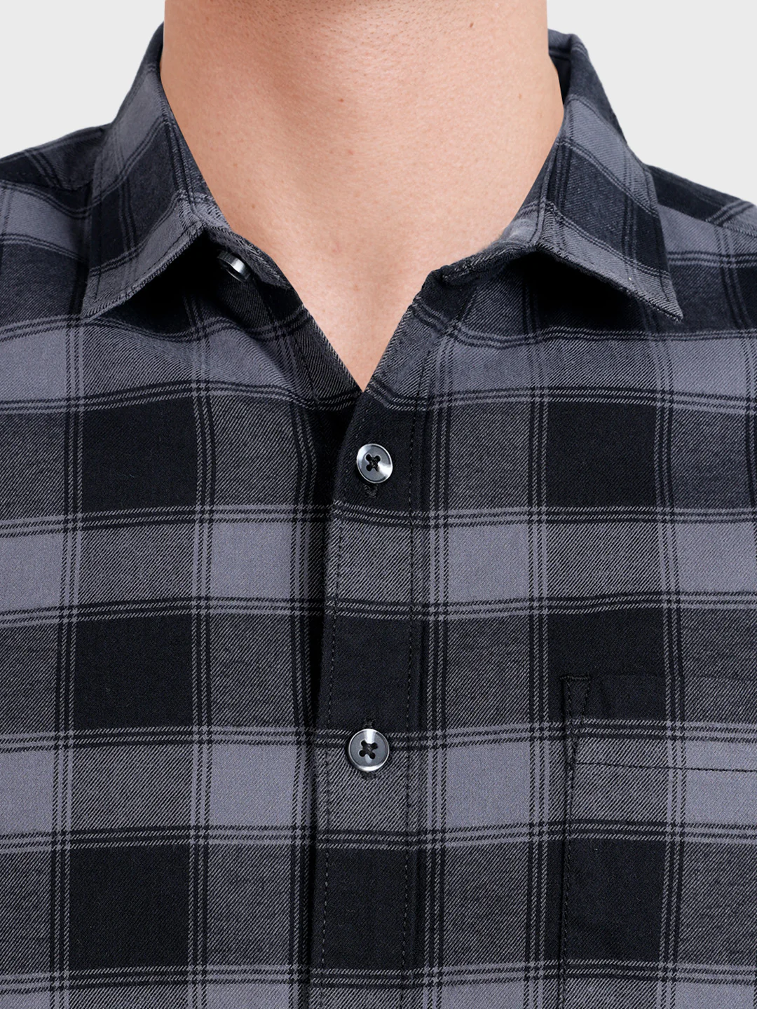Men's Black Slim Fit Checkered Casual Shirt - Image 3